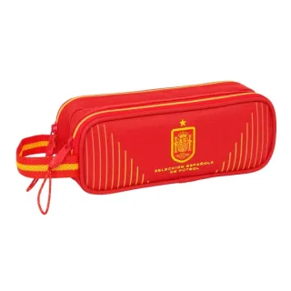 Safta Seleccion Española de Futbol Portatodo - 2 Compartimentos con Cremalleras - Asa Lateral - 1L - 210x60x80mm - Color Rojo