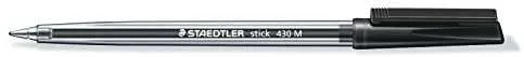 Staedtler Stick 430 Boligrafo con Capuchon - Punta 0.35mm - Tinta Endeleble - Color Negro · Pack de 50 uds.