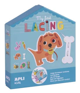 Apli Myfirstlacing - Juego de Enhebrar para Niños - Fomenta la Motricidad Fina y la Coordinacion Ojo-Mano - Incluye Cordones y Tarjetas con Dibujos para Enhebrar