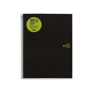 Miquel Rius Notebook4 Eco Cuaderno de Espiral Formato A4 - Papel 100% Recuperado Post-Consumo - 120 Hojas de 80gr Microperforadas con 4 Taladros - Cubiertas de Polipropileno Reciclado - Cuad