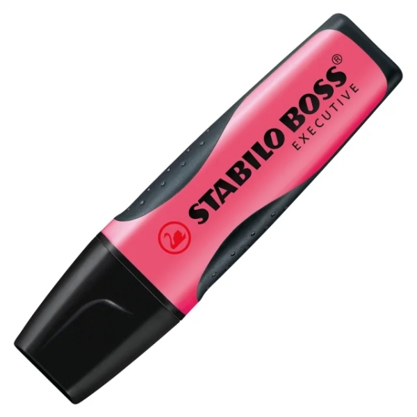 Stabilo Boss Executive Marcador Fluorescente - Zona de Agarre - Trazo entre 2 y 5mm - Recargable - Tinta con Base de Agua - Color Rosa · Pack de 10 uds.