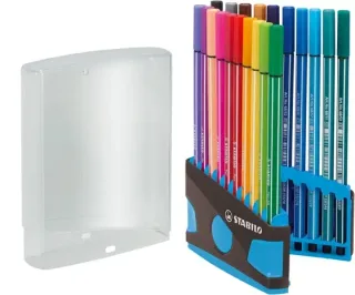 Stabilo Premium Pen 68 Estuche con 20 Rotuladores - Punta de Fibra - Trazo de 1mm aprox. - Alto Brillo y Luminosidad de Color - Colores Surtidos
