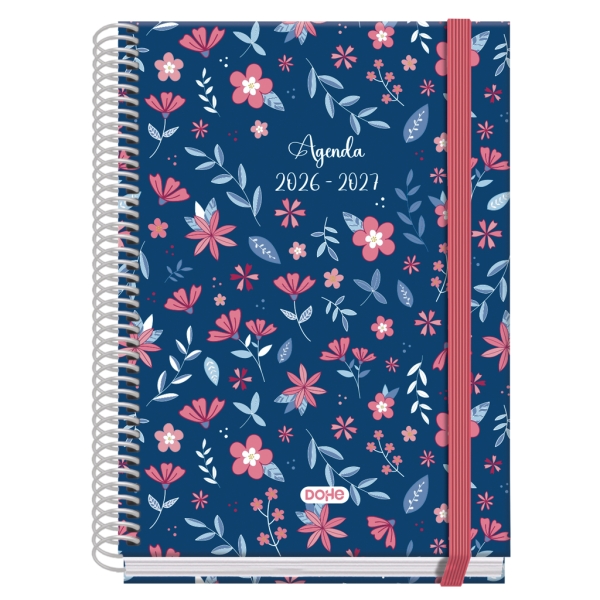 Dohe Prime Lovely Agenda Escolar 26/27 - Formato A5 - Semana Vista - Papel Offset Ahuesado 70g - Cubierta de Carton Plastificado - Espiral - Goma - 15x21x2cm - Multicolor