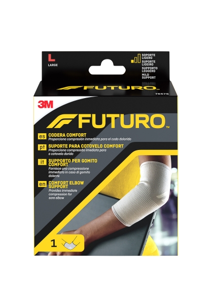 Futuro Comfort Codera - Talla L (28 - 30.5cm) - Transpirable - Elastico - Anatomico - Color Gris