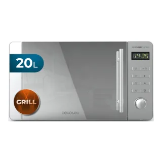 Cecotec Proclean 5120 Flatbed Inox Microondas sin Plato - Potencia de 700W - Capacidad de 20L - Grill de 800W - Revestimiento Ceramico - Pantalla LED - Elegante - Acero Inoxidable