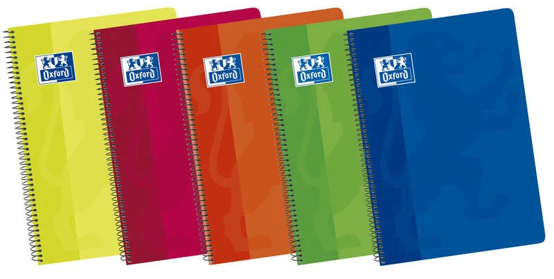 Oxford School Classic Fº Cuaderno Espiral Tapa Blanda 4x4 - 80 Hojas - Colores Vivos - Margen 4x4 - Ideal para Estudiantes · Pack de 5 uds.