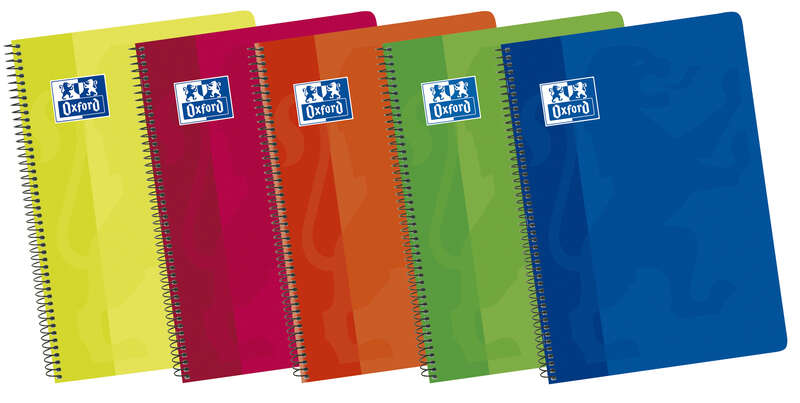 Oxford School Classic Fº Cuaderno Espiral Tapa Blanda 4x4 - 80 Hojas - Colores Vivos - Margen 4x4 - Ideal para Estudiantes · Pack de 5 uds.