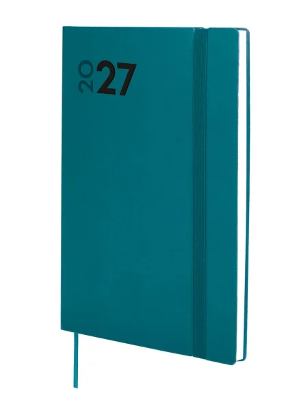 Finocam Dynamic Mara Agenda Profesional en Catalan - Anual 2027 - Semana Vista Horizontal - 140x204mm - Goma Elastica - Tapa Blanda de PU - Esquinas Microperforadas - Papel de 80g/m2 - Color Turquesa