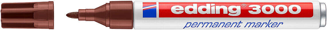Edding 3000 Rotulador Permanente - Punta Redonda de 1.5mm - Trazo entre 1.5 y 3mm - Recargable - Secado Rapido - Color Marron · Pack de 10 uds.