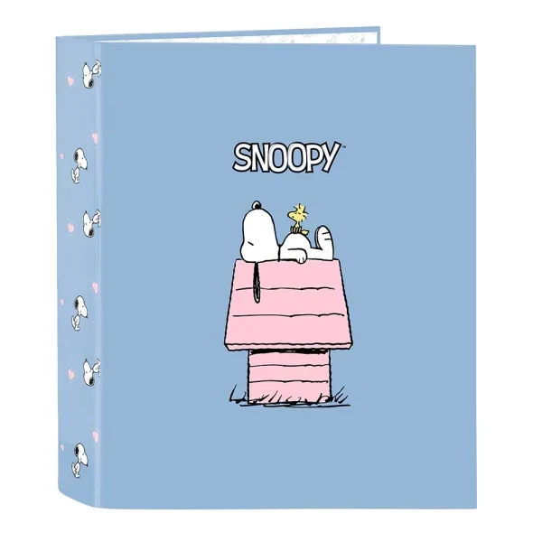 Safta Snoopy Carpeta con 4 Anillas 40mm - Tapas Duras Forradas - Formato Folio - 270x60x330mm - Color Azul