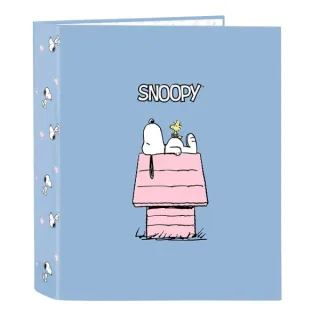 Safta Snoopy Carpeta con 4 Anillas 40mm - Tapas Duras Forradas - Formato Folio - 270x60x330mm - Color Azul