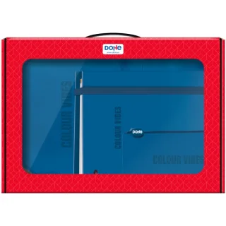 Dohe Colour Vibes Pack de Mochila + Carpeta A4 Recambio + Portatodo Triple - Todo en un Maletin Perfecto para Regalo - Color Azul