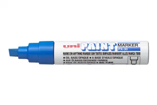 Uni-ball PX-30 Marcador de Pintura - Punta Biselada Acrilica 4-8.5mm - Linea Gruesa - Cuerpo de Aluminio - Tinta Permanente Resistente a Luz y Agua - Color Azul · Pack de 6 uds.