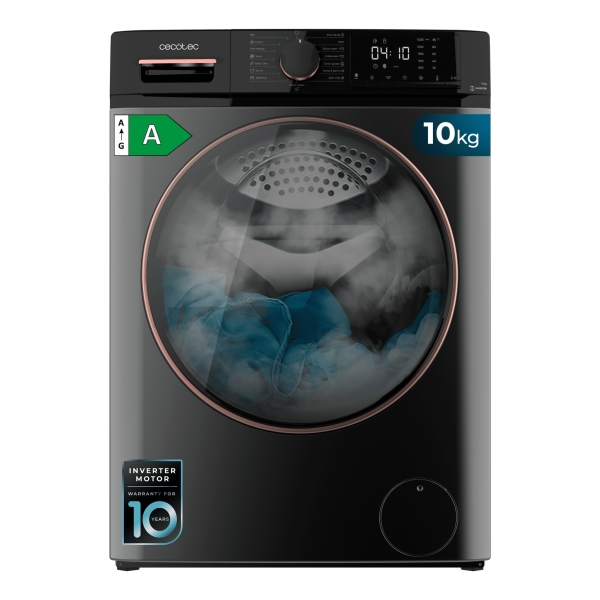 Cecotec Bolero DressCode 10610 Inverter Steel A Lavadora de Carga Frontal - Capacidad 10kg - Velocidad 1400rpm - Seguro Infantil - Motor Inverter - 15 Programas - Color Gris Oscuro