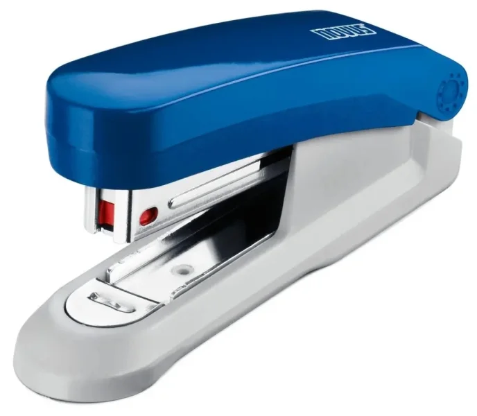 Novus Evolution E15 Grapadora de Sobremesa - Hasta 15 Hojas - Grapado Cerrado y Clavado - Incluye 200 Grapas Nº10 - Color Azul/Gris