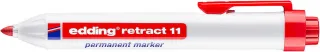 Edding Retract 11 Rotulador Permanente Retractil - Punta Redonda - Trazo entre 1.5 y 3mm - Recargable - Secado Rapido - Color Rojo · Pack de 10 uds.