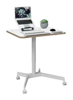 Leitz Ergo Escritorio Compacto Unipersonal para Trabajar Sentado o de Pie - Escritorio de 80x60x2,5cm - Ruedas Giratorios con Bloqueo - Color Blanco