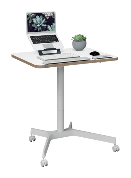 Leitz Ergo Escritorio Compacto Unipersonal para Trabajar Sentado o de Pie - Escritorio de 80x60x2,5cm - Ruedas Giratorios con Bloqueo - Color Blanco