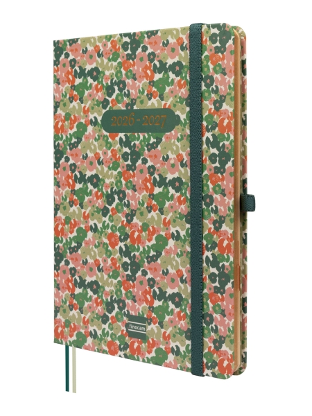 Finocam Minimal Agenda de Tapa Dura Internacional - 18 Meses - Semana Vista Horizontal - Formato M5 - 140x190mm - Papel Crema de 80g/m2 - Bolsillo Interior - Cierre con Goma - Multicolor