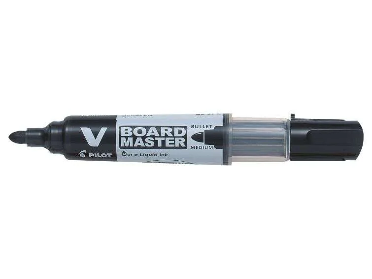 Pilot V-Board Master Begreen Rotulador para Pizarra Blanca - Punta Redonda 6mm - Trazo 2.3mm - 91% Plastico Reciclado - Recargable - Color Negro · Pack de 10 uds.