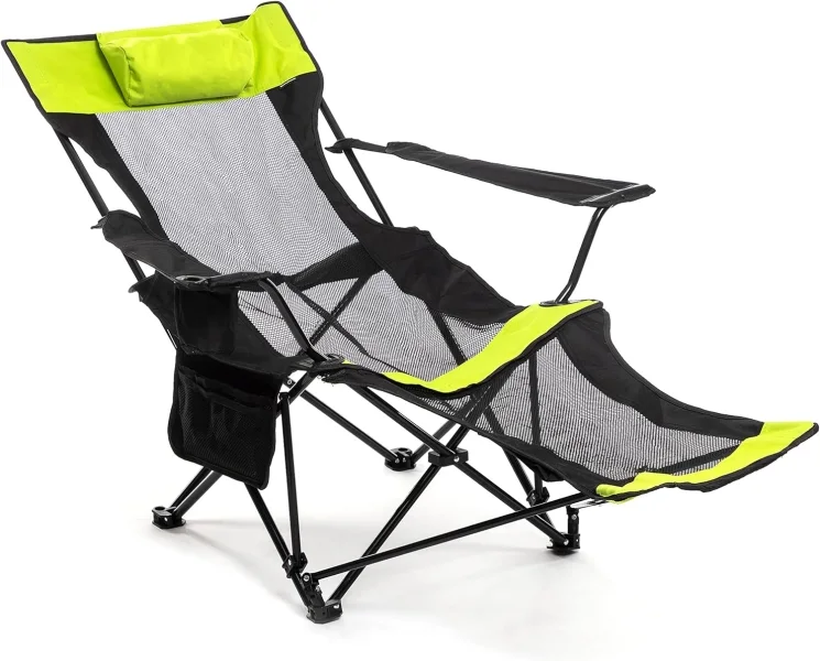 Innovagoods Kampfort Silla Tumbona de Camping Plegable 3 en 1 - Soporta 120Kg - Bolsillo Lateral - Bolsa de Transporte