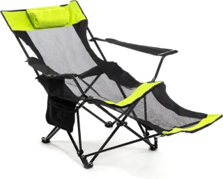 Innovagoods Kampfort Silla Tumbona de Camping Plegable 3 en 1 - Soporta 120Kg - Bolsillo Lateral - Bolsa de Transporte