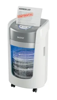 Leitz IQ OptiMax Home Office 225 Destructora de Papel Manual DIN P5 - Destruye hasta 6 Hojas - Tiempo de Funcionamiento Continuo 20m - Papelera de 15L con Tecnologia de Giro - Color Blanco/G