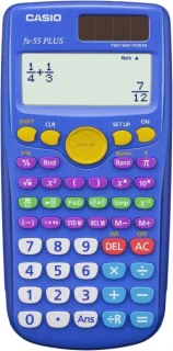 Casio FX-55 Plus Calculadora Cientifica Pantalla LCD 12 Digitos - 240 Funciones - Funcion de Potencia (Cuadrado), Calculo Exponencial etc... - Tapa Protectora - Color Azul