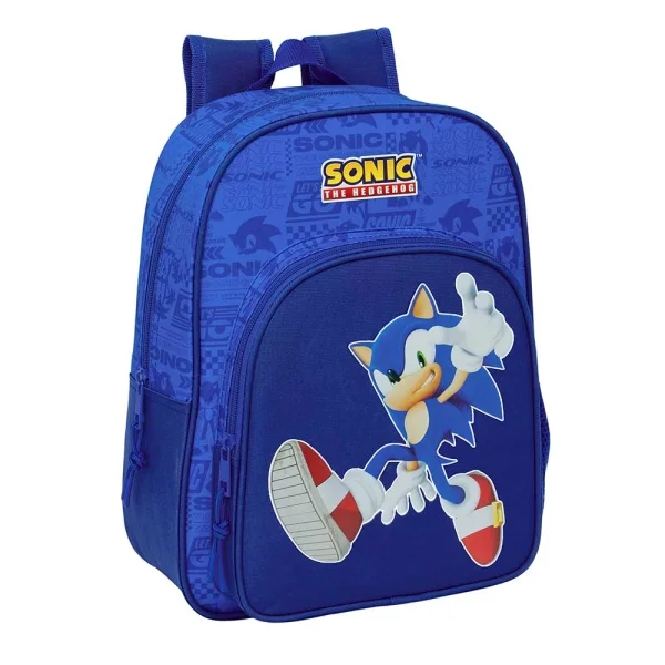 Safta Sonic Mochila Infantil - Adaptable a Carro - Portabotellas - Hombreras Acolchadas - Bolsillo Frontal - 10L - 260x110x340mm - Color Azul Oscuro