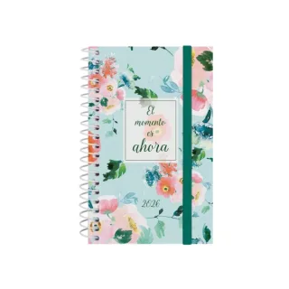 Finocam Design Collection Agenda de Espiral - Anual 2026 - Tapa Ligera - Formato E3 - 85x14x127mm - Semana Vista Horizontal - Tematica de Flores