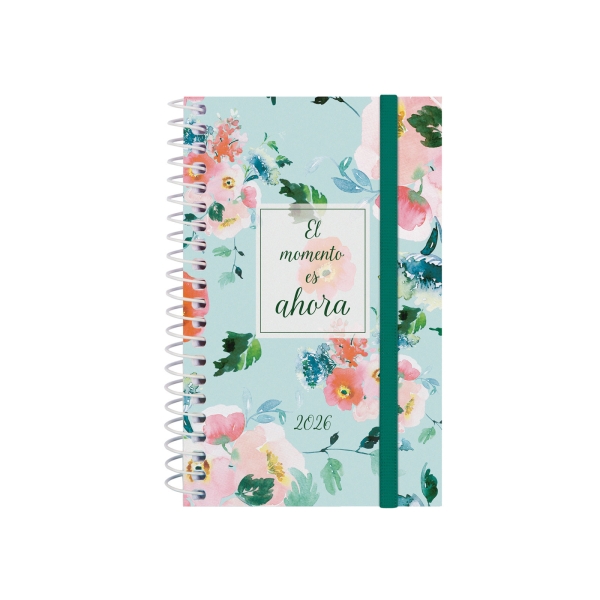 Finocam Design Collection Agenda de Espiral - Anual 2026 - Tapa Ligera - Formato E3 - 85x14x127mm - Semana Vista Horizontal - Tematica de Flores