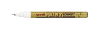 Uni-ball PX-203 Marcador de Pintura - Punta Acrilica 1mm - Permanente en Todas las Superficies - Resistente a Luz y Agua - Color Oro · Pack de 12 uds.