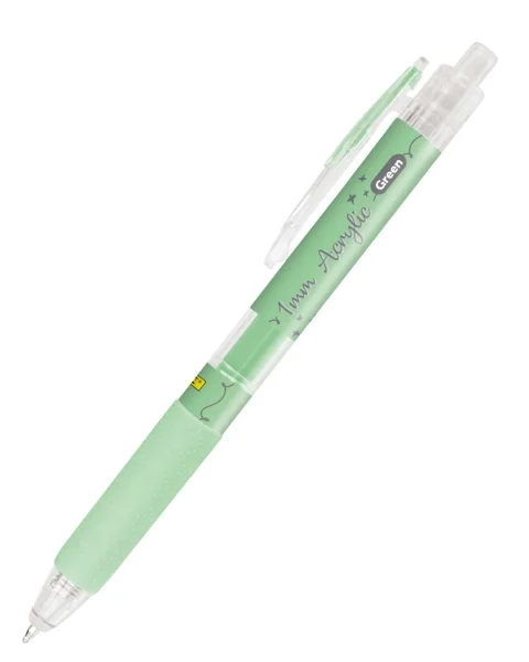 Online Boligrafo Retractil - Tinta Acrilica - Punta Fina de 1mm - Color Verde · Pack de 6 uds.