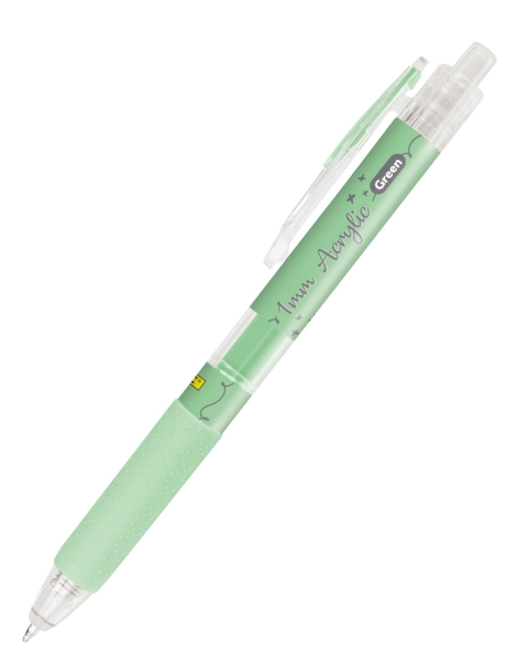 Online Boligrafo Retractil - Tinta Acrilica - Punta Fina de 1mm - Color Verde · Pack de 6 uds.