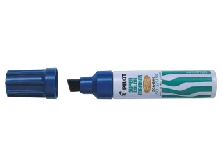 Pilot Super Color 6600 Rotulador Permanente Multisuperficie Extragrueso - Punta Biselada Extragruesa de Fibra - Tinta Base Alcohol Libre de Xileno - Cuerpo Metalico - Color Azul · Pack de 12