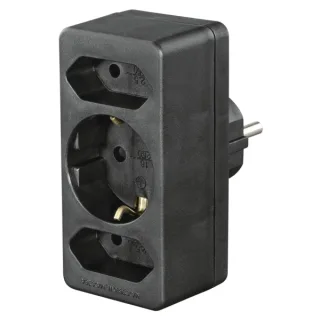 Hama Regleta de Pared con 3 Tomas - Potencia Maxima 3680W - 1x Schuko - 2x Tipo C - Color Negro