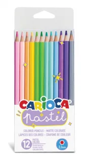 Carioca Pack de 12 Lapices de Madera Pastel - Colores Pastel - Cuerpo Hexagonal - Colores Brillantes y Lavables - Escritura Blanda - Mina Ø 3.3mm Segura y Resistente a las Caidas - Color Var