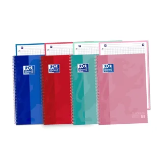Oxford School Classic A5+ Europeanbook Cuaderno A5+ Cuadricula 5x5mm - 80 Hojas Microperforadas - Tapa Extradura Resistente - Colores Surtidos · Pack de 5 uds.