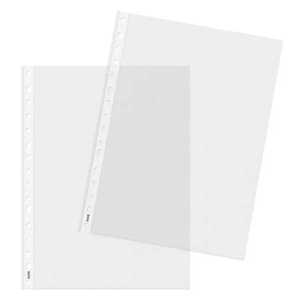 Dohe Basic Plus Pack de 100 Fundas Multitaladro Tamaño A4 16 Taladros - Polipropileno Rugoso - Calidad Basica Plus