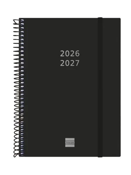Finocam Espiral Agenda Internacional - 18 Meses - Semana Vista Horizontal - Formato E10 - 155x212mm - Tapas de Polipropileno - Papel de 80g/m2 - Esquinas Microperforadas - Color Negro