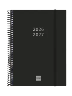 Finocam Espiral Agenda Internacional - 18 Meses - Semana Vista Horizontal - Formato E10 - 155x212mm - Tapas de Polipropileno - Papel de 80g/m2 - Esquinas Microperforadas - Color Negro