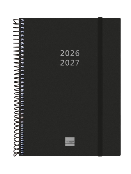 Finocam Espiral Agenda Internacional - 18 Meses - Semana Vista Horizontal - Formato E10 - 155x212mm - Tapas de Polipropileno - Papel de 80g/m2 - Esquinas Microperforadas - Color Negro