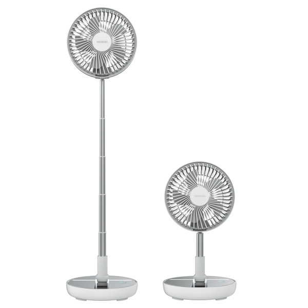 Cecotec EnergySilence 800 FoldAir Portable Ventilador de Pie Portatil con 5 Aspas - Bateria de 7200mAh - Plegable y Ajustable - Diametro de 8" - 3 Velocidades - Uso Sencillo - Color Blanco