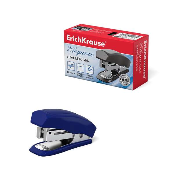Erichkrause Minigrapadora Nº24/6 Elegance - Hasta 20 Hojas - Plastico Resistente - Acero de Alta Calidad - Color Variado