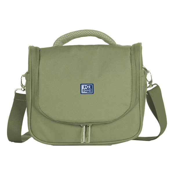Oxford Young Proof B-Foodie Bolsa Isotermica - Bolsillo Trasero con Cremallera - Asa Superior - Malla Frontal - Base Reforzada - Bolsillos Laterales - Correa Ajustable - Color Verde Safari
