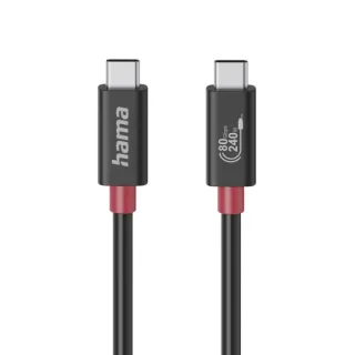 Hama Essential Cable USB-C Macho - Potencia Maxima 240W - Longitud 1m - Velocidad hasta 80Gbps - Blindaje Doble - Color Negro