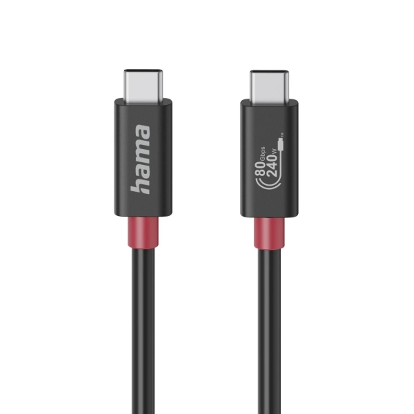 Hama Essential Cable USB-C Macho - Potencia Maxima 240W - Longitud 1m - Velocidad hasta 80Gbps - Blindaje Doble - Color Negro
