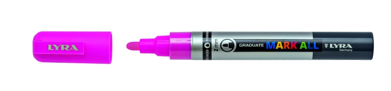 Lyra Mark All Rotulador Permanente - Multisuperficie - Punta Redonda - 2mm - Color Rosa Neon · Pack de 6 uds.