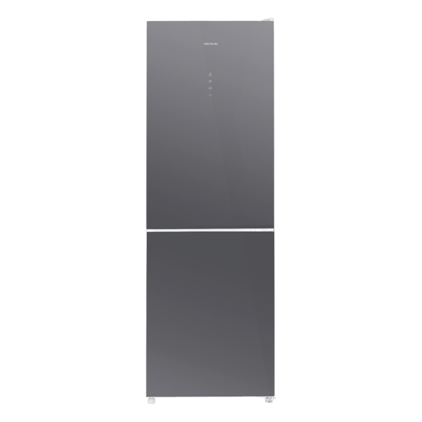 Cecotec Bolero CoolMarket Combi 322 Glass Grey D Frigorifico Combi - 322L - Modo Vacaciones - Cajon para Carne y Pesado - Frio Envolvente - Cajon Humedad Regulable - Clase D - 185x60cm - Col