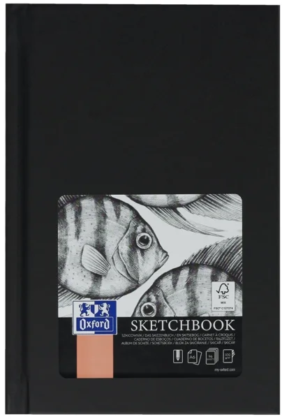 Oxford Artbooks A6 Cuaderno Cosido Esbozo - Tapa Extradura Resistente - 96 Hojas de 100gr - Color Negro · Pack de 5 uds.